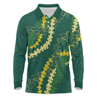 Hawaii Puakenikeni - Maile Lei Long Sleeve Polo Shirt Sage Green LT7 Sage Green - Polynesian Pride