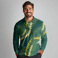Hawaii Puakenikeni - Maile Lei Long Sleeve Polo Shirt Sage Green LT7 - Polynesian Pride