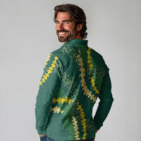 Hawaii Puakenikeni - Maile Lei Long Sleeve Polo Shirt Sage Green LT7 - Polynesian Pride