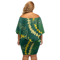 Hawaii Puakenikeni - Maile Lei Off Shoulder Short Dress Sage Green LT7 - Polynesian Pride