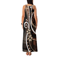 Samoa Siapo Classic Motif Family Matching Tank Maxi Dress and Hawaiian Shirt Manuia le tuto’atasi o Samoa Independence Black Style