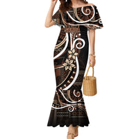 Samoa Siapo Classic Motif Mermaid Dress Manuia le tutoatasi o Samoa Independence Black Style LT7 Women Black - Polynesian Pride