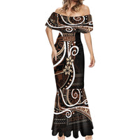 Samoa Siapo Classic Motif Mermaid Dress Manuia le tutoatasi o Samoa Independence Black Style LT7 - Polynesian Pride