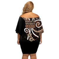 Samoa Siapo Classic Motif Off Shoulder Short Dress Manuia le tutoatasi o Samoa Independence Black Style LT7 - Polynesian Pride
