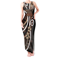 Samoa Siapo Classic Motif Tank Maxi Dress Manuia le tutoatasi o Samoa Independence Black Style LT7 Women Black - Polynesian Pride