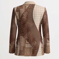 Polynesian Tribal Pattern Patchwork Picturesque Blazer Mocha LT7 - Polynesian Pride