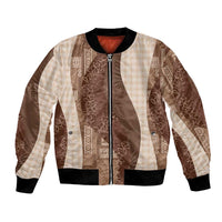 Polynesian Tribal Pattern Patchwork Picturesque Bomber Jacket Mocha LT7 Unisex Mocha - Polynesian Pride