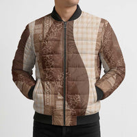 Polynesian Tribal Pattern Patchwork Picturesque Bomber Puffer Jacket Mocha LT7 - Polynesian Pride