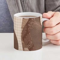 Polynesian Tribal Pattern Patchwork Picturesque Ceramic Mug Mocha LT7 - Polynesian Pride