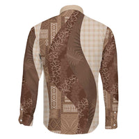 Polynesian Tribal Pattern Patchwork Picturesque Family Matching Off Shoulder Short Dress and Hawaiian Shirt Mocha LT7 - Polynesian Pride