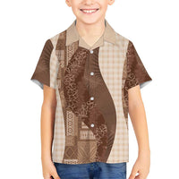 Polynesian Tribal Pattern Patchwork Picturesque Family Matching Tank Maxi Dress and Hawaiian Shirt Mocha
