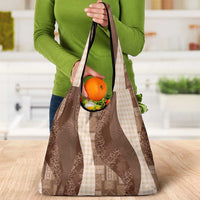 Polynesian Tribal Pattern Patchwork Picturesque Grocery Bag Mocha LT7 - Polynesian Pride