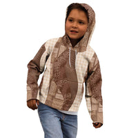 Polynesian Tribal Pattern Patchwork Picturesque Kid Hoodie Mocha LT7 - Polynesian Pride
