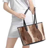 Polynesian Tribal Pattern Patchwork Picturesque Leather Tote Bag Mocha LT7 - Polynesian Pride