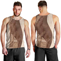 Polynesian Tribal Pattern Patchwork Picturesque Men Tank Top Mocha LT7 - Polynesian Pride