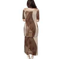 Polynesian Tribal Pattern Patchwork Picturesque Puletasi Mocha LT7 - Polynesian Pride