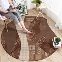 Polynesian Tribal Pattern Patchwork Picturesque Round Carpet Mocha LT7 - Polynesian Pride