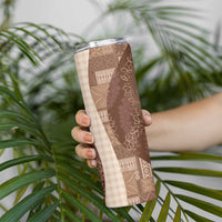 Polynesian Tribal Pattern Patchwork Picturesque Skinny Tumbler Mocha LT7 - Polynesian Pride