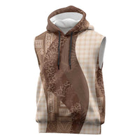 Polynesian Tribal Pattern Patchwork Picturesque Sleeveless Hoodie Mocha LT7 Mocha - Polynesian Pride