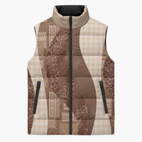 Polynesian Tribal Pattern Patchwork Picturesque Sleeveless Puffer Jacket Mocha LT7 Unisex Mocha - Polynesian Pride