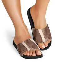 Polynesian Tribal Pattern Patchwork Picturesque Slide Sandals Mocha LT7 - Polynesian Pride