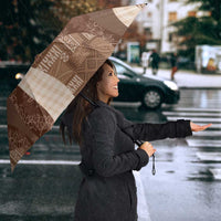 Polynesian Tribal Pattern Patchwork Picturesque Umbrella Mocha LT7 - Polynesian Pride