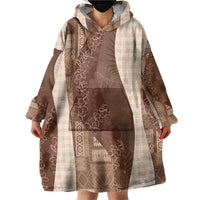 Polynesian Tribal Pattern Patchwork Picturesque Wearable Blanket Hoodie Mocha LT7 - Polynesian Pride