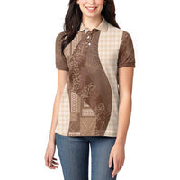 Polynesian Tribal Pattern Patchwork Picturesque Women Polo Shirt Mocha LT7 - Polynesian Pride