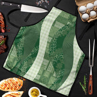 Polynesian Tribal Pattern Patchwork Picturesque Apron Sage Green