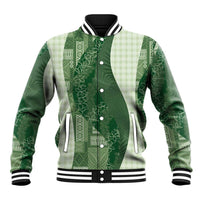 Polynesian Tribal Pattern Patchwork Picturesque Baseball Jacket Sage Green LT7 Unisex Sage Green - Polynesian Pride