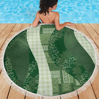 Polynesian Tribal Pattern Patchwork Picturesque Beach Blanket Sage Green LT7 - Polynesian Pride