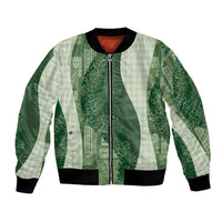 Polynesian Tribal Pattern Patchwork Picturesque Bomber Jacket Sage Green LT7 Unisex Sage Green - Polynesian Pride