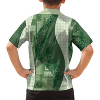 Polynesian Tribal Pattern Patchwork Picturesque Kid Hawaiian Shirt Sage Green LT7 - Polynesian Pride