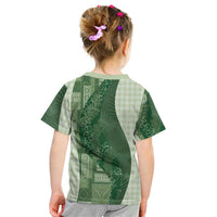 Polynesian Tribal Pattern Patchwork Picturesque Kid T Shirt Sage Green LT7 - Polynesian Pride