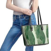 Polynesian Tribal Pattern Patchwork Picturesque Leather Tote Bag Sage Green LT7 - Polynesian Pride