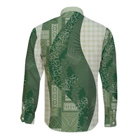 Polynesian Tribal Pattern Patchwork Picturesque Long Sleeve Button Shirt Sage Green LT7 - Polynesian Pride
