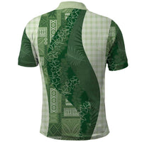 Polynesian Tribal Pattern Patchwork Picturesque Polo Shirt Sage Green LT7 - Polynesian Pride