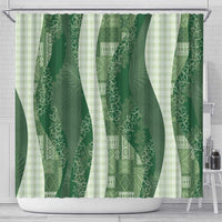 Polynesian Tribal Pattern Patchwork Picturesque Shower Curtain Sage Green LT7 - Polynesian Pride