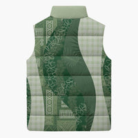 Polynesian Tribal Pattern Patchwork Picturesque Sleeveless Puffer Jacket Sage Green LT7 - Polynesian Pride