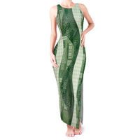 Polynesian Tribal Pattern Patchwork Picturesque Tank Maxi Dress Sage Green LT7 Women Sage Green - Polynesian Pride