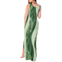 Polynesian Tribal Pattern Patchwork Picturesque Tank Maxi Dress Sage Green LT7 - Polynesian Pride