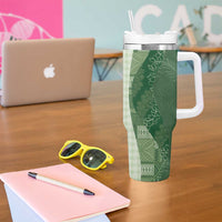 Polynesian Tribal Pattern Patchwork Picturesque Tumbler With Handle Sage Green LT7 - Polynesian Pride