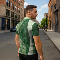 Polynesian Tribal Pattern Patchwork Picturesque Zipper Polo Shirt Sage Green LT7 - Polynesian Pride