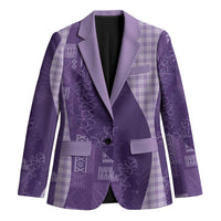 Polynesian Tribal Pattern Patchwork Picturesque Blazer Deep Violet LT7 Unisex Violet - Polynesian Pride
