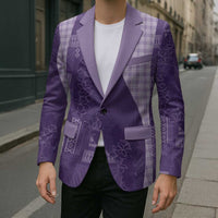 Polynesian Tribal Pattern Patchwork Picturesque Blazer Deep Violet LT7 - Polynesian Pride