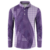 Polynesian Tribal Pattern Patchwork Picturesque Button Sweatshirt Deep Violet LT7 Violet - Polynesian Pride