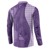 Polynesian Tribal Pattern Patchwork Picturesque Button Sweatshirt Deep Violet LT7 - Polynesian Pride