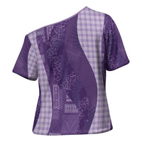 Polynesian Tribal Pattern Patchwork Picturesque Cross Shoulder Shirt Deep Violet LT7 - Polynesian Pride