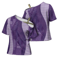Polynesian Tribal Pattern Patchwork Picturesque Cross Shoulder Shirt Deep Violet LT7 - Polynesian Pride