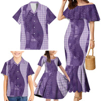 Polynesian Tribal Pattern Patchwork Picturesque Family Matching Mermaid Dress and Hawaiian Shirt Deep Violet LT7 - Polynesian Pride
